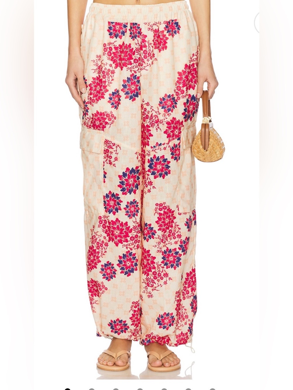 Revolve x Agua Bendita Oriana Pink Floral Wide-Leg Cargo Pants